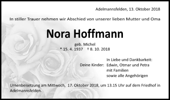 Traueranzeige von Nora Hoffmann von Schwäbische Post