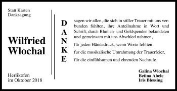 Traueranzeige von Wilfried Wlochal von Gmünder Tagespost