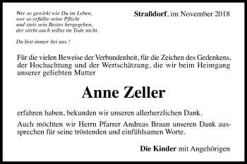 Traueranzeige von Anne Zeller