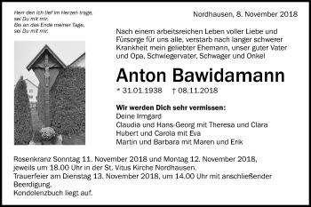 Traueranzeige von Anton Bawidamann von Schwäbische Post