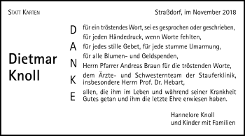 Traueranzeige von Dietmar Knoll von Gmünder Tagespost