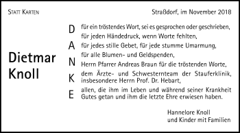 Traueranzeige von Dietmar Knoll