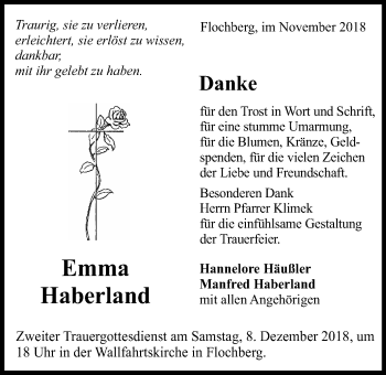 Traueranzeige von Emma Haberland von Schwäbische Post