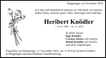 Traueranzeige von Heribert Knödler von Gmünder Tagespost