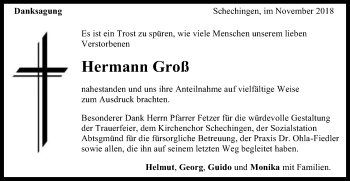 Traueranzeige von Hermann Groß von Gmünder Tagespost
