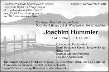 Traueranzeige von Joachim Hummler von Gmünder Tagespost