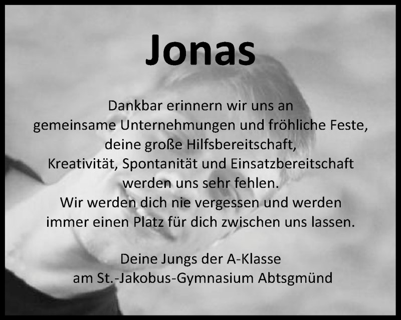  Traueranzeige für Jonas Krieger vom 14.11.2018 aus Schwäbische Post