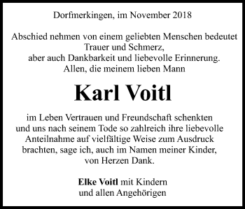Traueranzeige von Karl Voitl von Schwäbische Post
