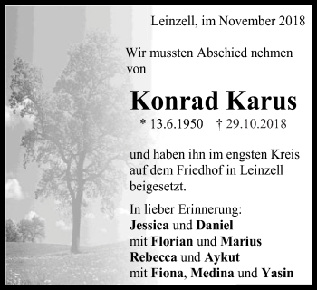 Traueranzeige von Konrad Karus von Gmünder Tagespost