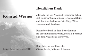 Traueranzeige von Konrad Werner von Gmünder Tagespost