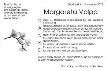 Traueranzeige von Margareta Volpp von Gmünder Tagespost