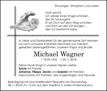 Traueranzeige von Michael Wagner von Schwäbische Post