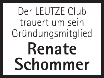 Traueranzeige von Renate Schommer von Gmünder Tagespost