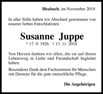 Traueranzeige von Susanne Juppe von Gmünder Tagespost