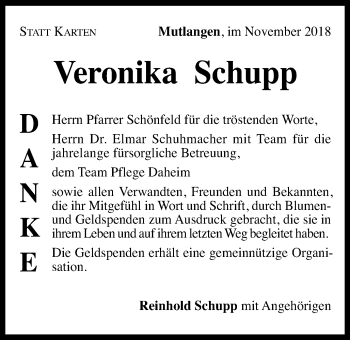 Traueranzeige von Veronika Schupp