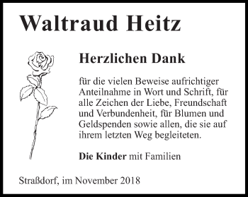 Traueranzeige von Waltraud Heitz von Gmünder Tagespost