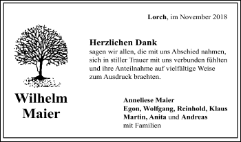 Traueranzeige von Wilhelm Maier von Gmünder Tagespost