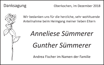 Traueranzeige von Anneliese und Gunther Sümmerer von Amtsblatt_Oko