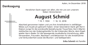 Traueranzeige von August Schmid von Schwäbische Post