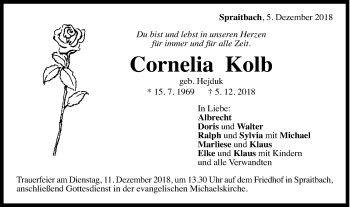 Traueranzeige von Cornelia Kolb von Gmünder Tagespost