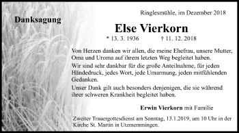 Traueranzeige von Else Vierkorn von Schwäbische Post