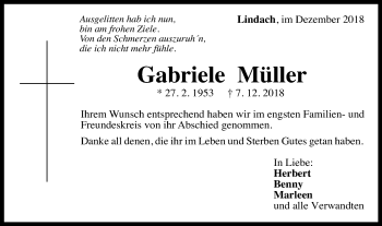 Traueranzeige von Gabriele Müller von Gmünder Tagespost