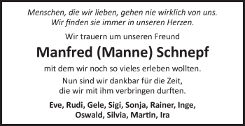 Traueranzeige von Manfred Schnepf von Gmünder Tagespost