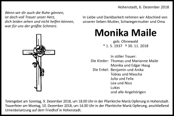 Traueranzeige von Monika Maile von Schwäbische Post