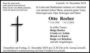 Traueranzeige von Otto Reeber