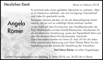 Traueranzeige von Angela Römer von Schwäbische Post