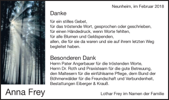 Traueranzeige von Anna Frey von Schwäbische Post