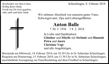 Traueranzeige von Anton Balle von Gmünder Tagespost