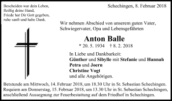 Traueranzeige von Anton Balle