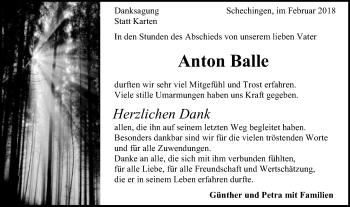 Traueranzeige von Anton Balle