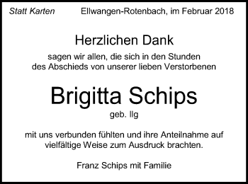 Traueranzeige von Brigitta Schips