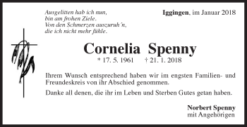 Traueranzeige von Cornelia Spenny