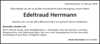 Traueranzeige von Edeltraud Herrmann von Schwäbische Post