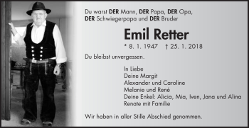 Traueranzeige von Emil Retter von Gmünder Tagespost