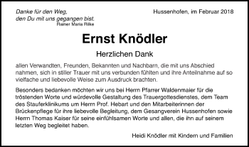 Traueranzeige von Ernst Knödler von Gmünder Tagespost