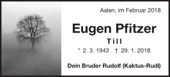Traueranzeige von Eugen Pfitzer von Schwäbische Post