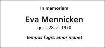Traueranzeige von Eva Mennicken von Schwäbische Post