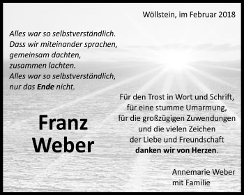 Traueranzeige von Franz Weber von Schwäbische Post