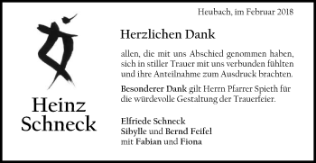 Traueranzeige von Heinz Schneck von Gmünder Tagespost