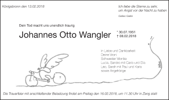Traueranzeige von Johannes Otto Wangler von Schwäbische Post