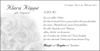 Traueranzeige von Klara Köppe von Schwäbische Post