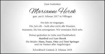 Traueranzeige von Marianne Herok von Gmünder Tagespost