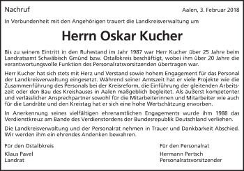 Traueranzeige von Oskar Kucher