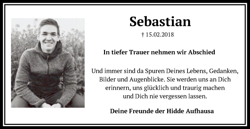  Traueranzeige für Sebastian Kaufmann vom 19.02.2018 aus Schwäbische Post