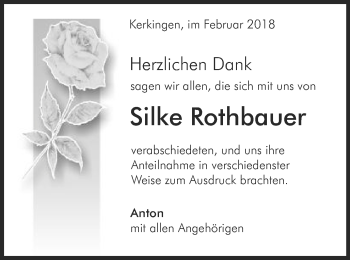 Traueranzeige von Silke Rothbauer von Schwäbische Post