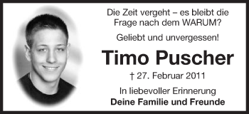 Traueranzeige von Timo Puscher von Schwäbische Post